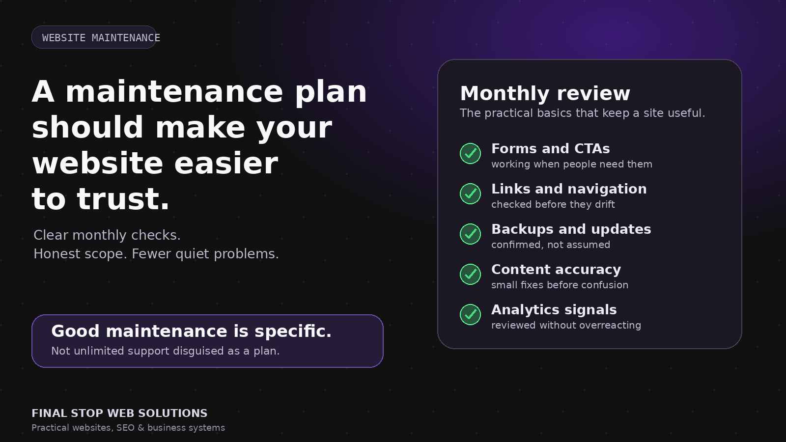 A maintenance plan should make your website easier to trust