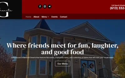 Custom restaurant website design for The Granite in Bancroft, Ontario
